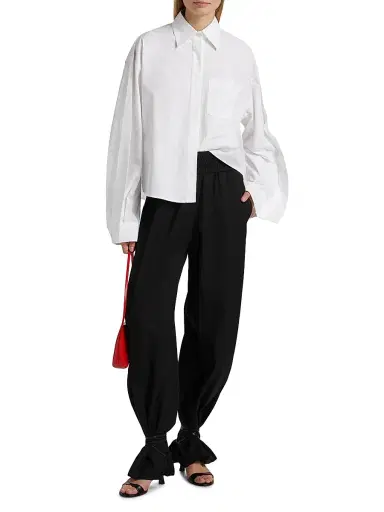 anOnlyChild Women's Just A Pinch Bartley Poplin Cotton Shirt - White - Size Large | Thumbnail 2