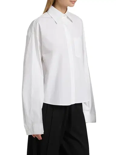 anOnlyChild Women's Just A Pinch Bartley Poplin Cotton Shirt - White - Size Large | Thumbnail 4