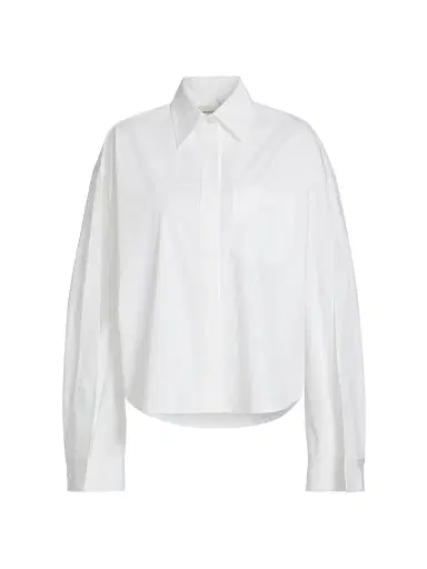 anOnlyChild Women's Just A Pinch Bartley Poplin Cotton Shirt - White - Size Large | Thumbnail 1