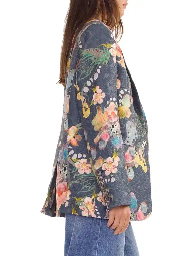 Cynthia Rowley Women's Floral Brocade Oversized Single-Breasted Blazer - Grey Floral | Thumbnail 3 Cynthia Rowley Women's Floral Brocade Oversized Single-Breasted Blazer - Grey Floral | Thumbnail 3