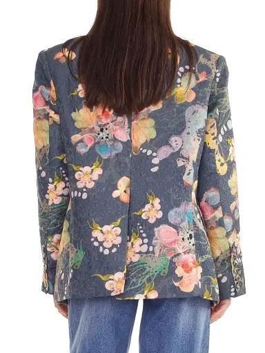 Cynthia Rowley Women's Floral Brocade Oversized Single-Breasted Blazer - Grey Floral | Thumbnail 4 Cynthia Rowley Women's Floral Brocade Oversized Single-Breasted Blazer - Grey Floral | Thumbnail 4