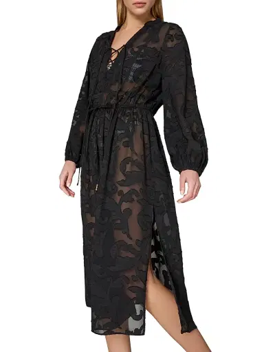Milly Women's Scroll Burnout Tie-Waist Maxi-Dress | Thumbnail 4 Milly Women's Scroll Burnout Tie-Waist Maxi-Dress | Thumbnail 4