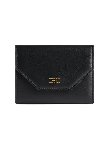 Balenciaga Women's Envelope Compact Wallet with Card Holder - Black | Thumbnail 1
