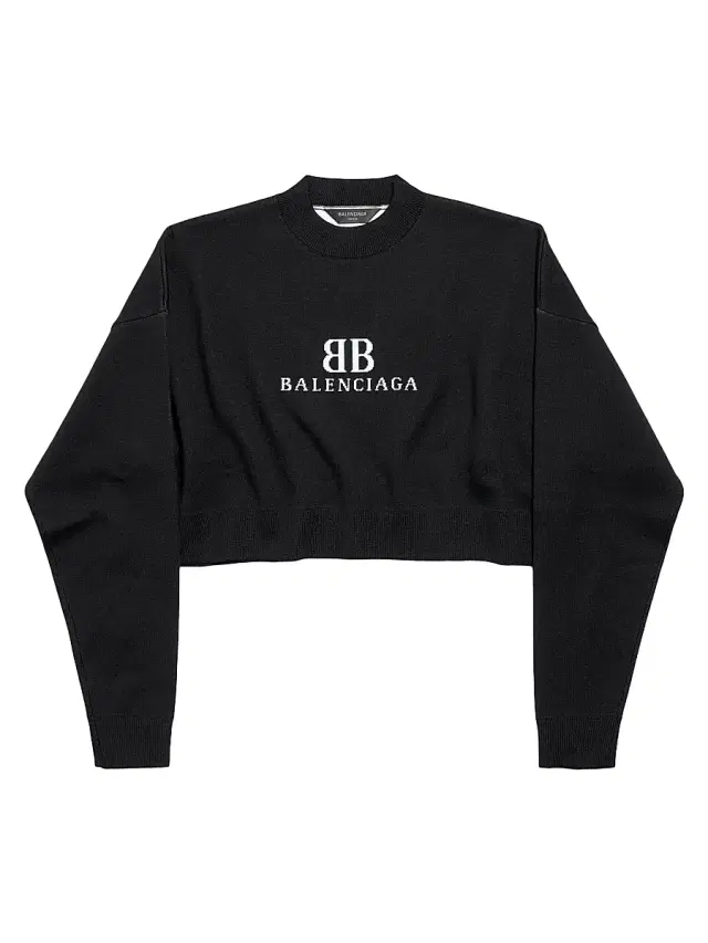 Balenciaga Women's Cropped Crewneck T-Shirt - Black White