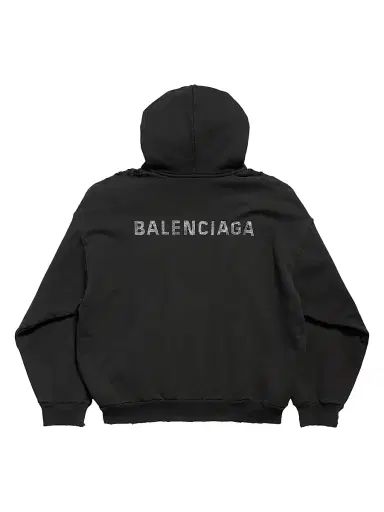 Balenciaga Women's Back Medium Fit Hoodie - Black | Thumbnail 2 Balenciaga Women's Back Medium Fit Hoodie - Black | Thumbnail 2