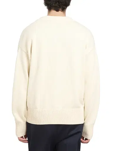 AMI Paris Men's Embroidered Logo Cotton Knit Cardigan - White Cream | Thumbnail 5