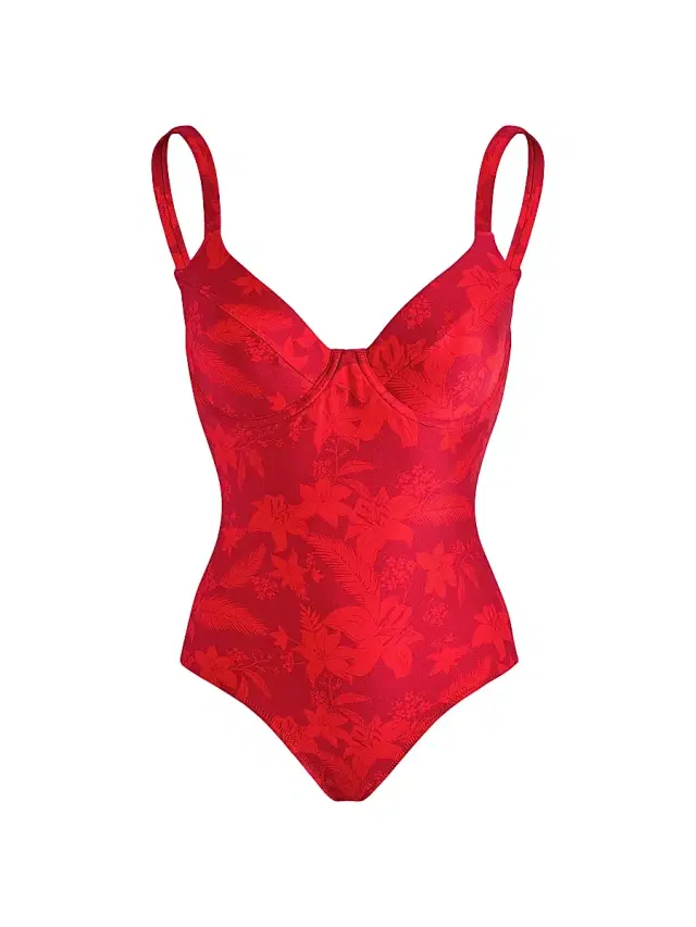 Women's Flower Power One-Piece Swimsuit - Lipstick