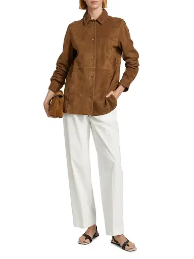Toteme Women's Soft Suede Shirt - Tobacco | Thumbnail 2 Toteme Women's Soft Suede Shirt - Tobacco | Thumbnail 2