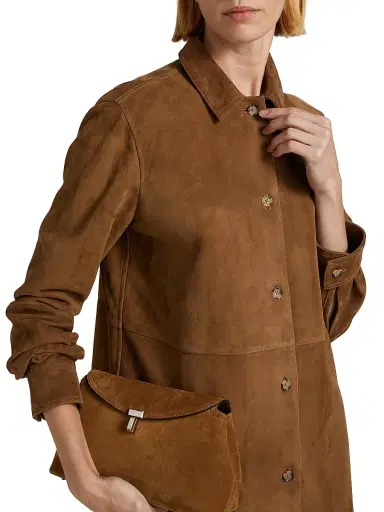 Toteme Women's Soft Suede Shirt - Tobacco | Thumbnail 6 Toteme Women's Soft Suede Shirt - Tobacco | Thumbnail 6
