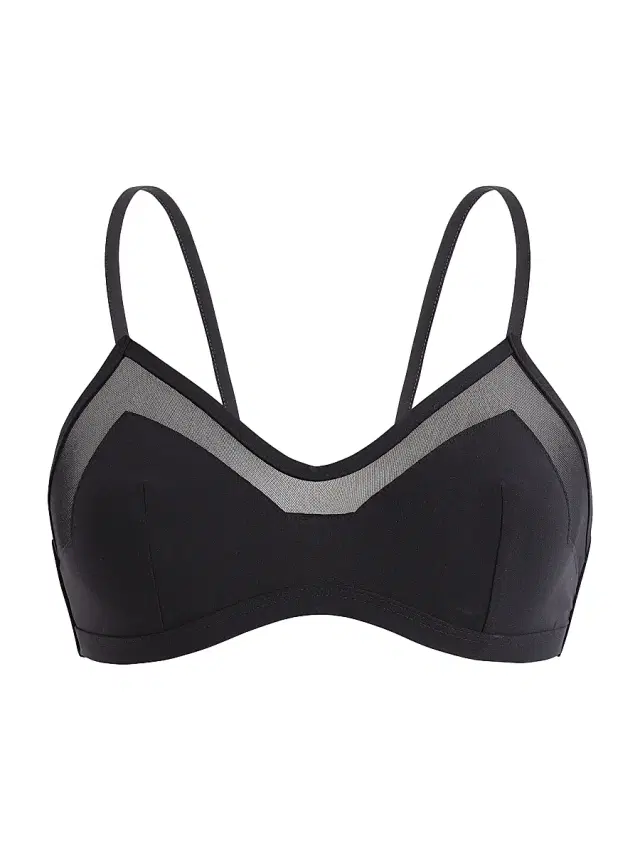 Vilebrequin Women's Stretch Jersey Sheer-Trim Full Coverage Bikini Top - Noir Black