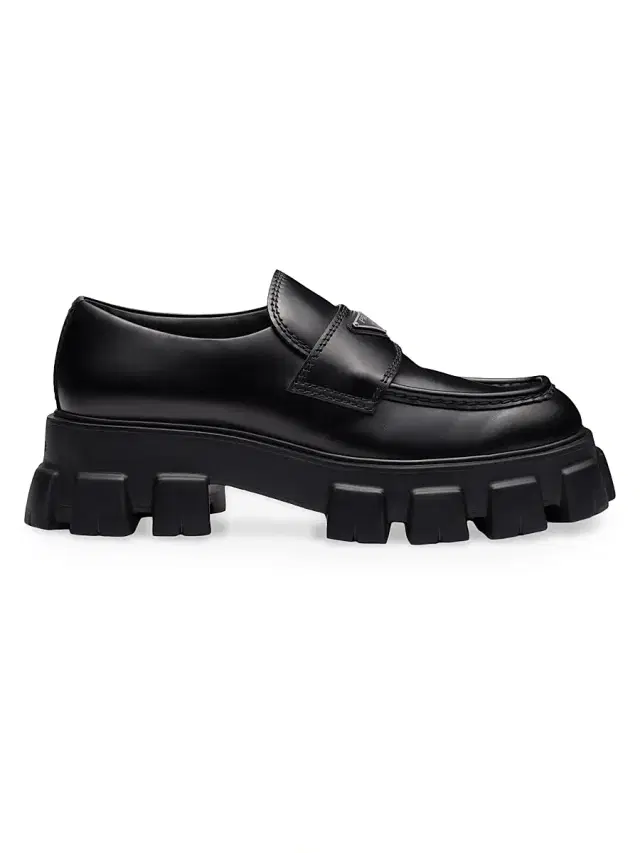 Men's Monolith Brushed Leather Loafers - Black