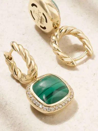 David Yurman Albion® 18-karat Gold, Malachite And Diamond Earrings | Thumbnail 3 David Yurman Albion® 18-karat Gold, Malachite And Diamond Earrings | Thumbnail 3
