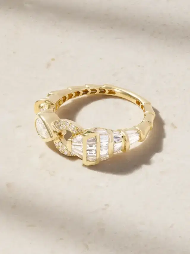 SHAY Serpentine 18-karat Gold, Diamond And Garnet Ring