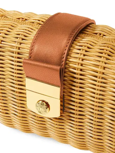 Veronica Beard Women's Lock Box Rattan & Leather Clutch - Natural Hazelwood | Thumbnail 4 Veronica Beard Women's Lock Box Rattan & Leather Clutch - Natural Hazelwood | Thumbnail 4
