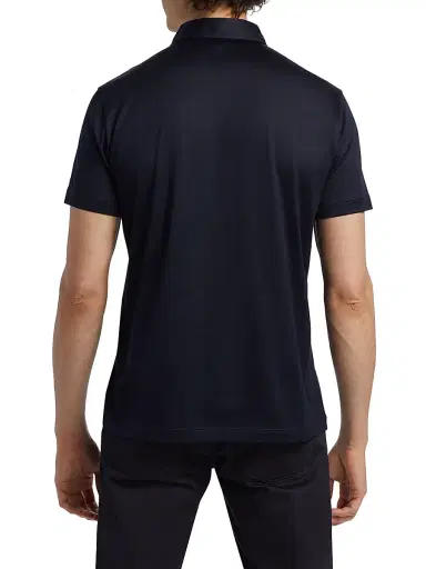 Giorgio Armani Men's Lux Silk-Cotton Jersey Polo Shirt - Navy | Thumbnail 5