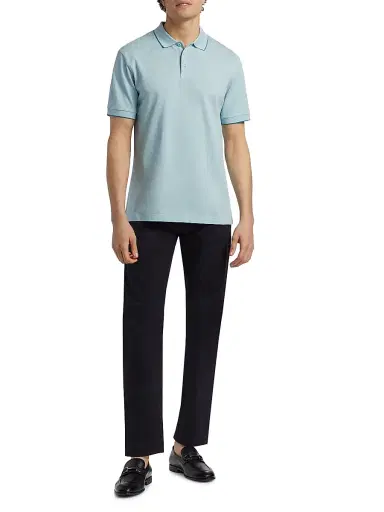 Giorgio Armani Men's Tipped Jersey Polo Shirt - Aqua - Size 44 | Thumbnail 2 Giorgio Armani Men's Tipped Jersey Polo Shirt - Aqua - Size 44 | Thumbnail 2