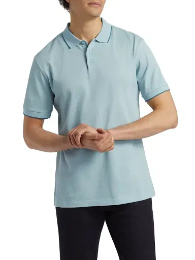 Giorgio Armani Men's Tipped Jersey Polo Shirt - Aqua - Size 44 | Thumbnail 3 Giorgio Armani Men's Tipped Jersey Polo Shirt - Aqua - Size 44 | Thumbnail 3