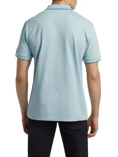 Giorgio Armani Men's Tipped Jersey Polo Shirt - Aqua - Size 44 | Thumbnail 5 Giorgio Armani Men's Tipped Jersey Polo Shirt - Aqua - Size 44 | Thumbnail 5