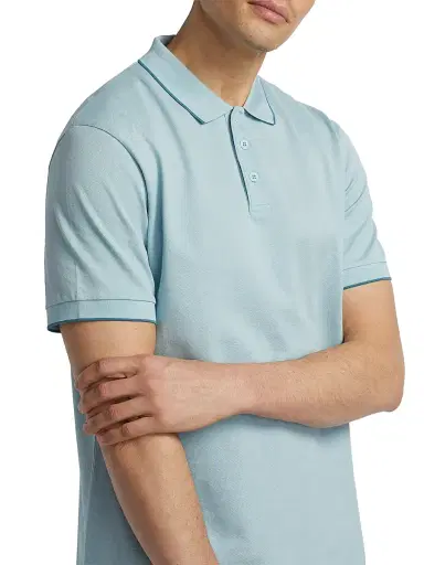 Giorgio Armani Men's Tipped Jersey Polo Shirt - Aqua - Size 44 | Thumbnail 6 Giorgio Armani Men's Tipped Jersey Polo Shirt - Aqua - Size 44 | Thumbnail 6