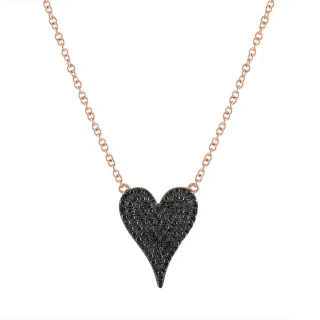 Stephanie Gottlieb Black Diamond Small Heart Necklace
