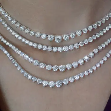Wish Fine Jewelry 16.67ct Diamond 18K Gold Graduated Tennis Necklace | Thumbnail 2