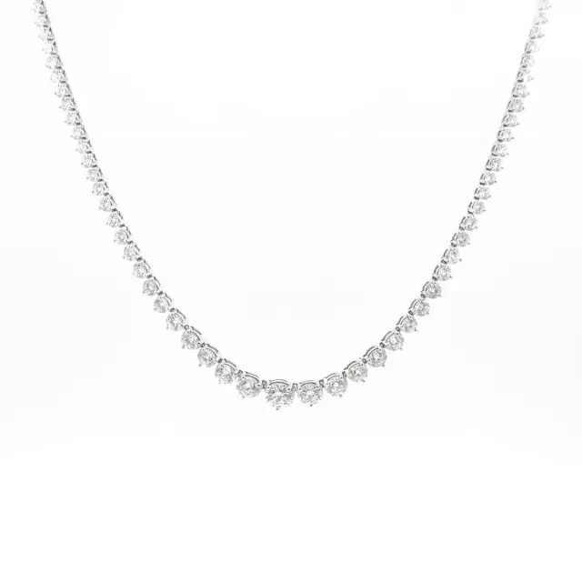 Wish Fine Jewelry 16.67ct Diamond 18K Gold Graduated Tennis Necklace