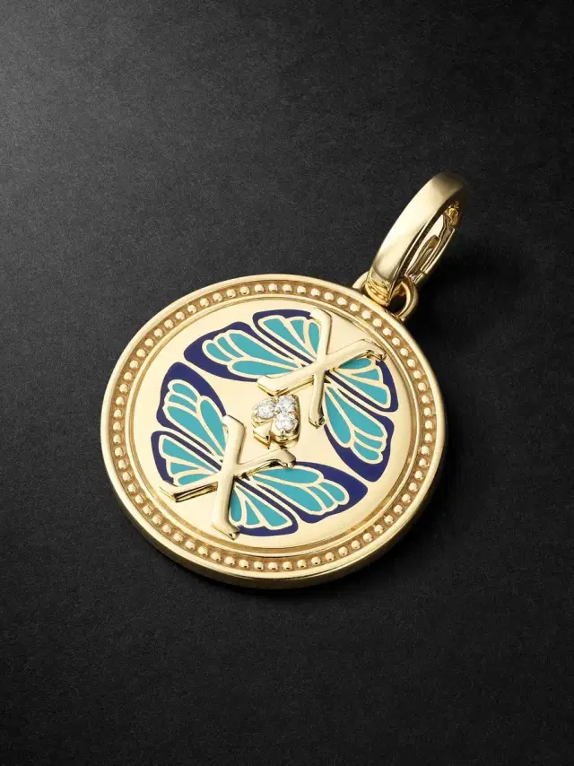 Foundrae Reverie 18-Karat Gold, Diamond and Ceramic Pendant - Men