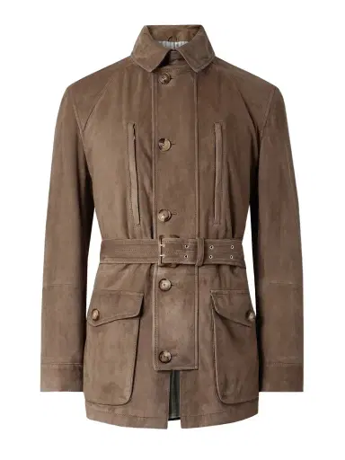 Brunello Cucinelli Belted Suede Field Jacket - Men | Thumbnail 1 Brunello Cucinelli Belted Suede Field Jacket - Men | Thumbnail 1