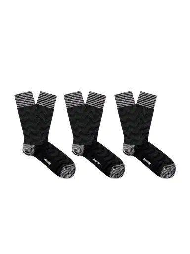 Missoni Three-Pack Crochet-Knit Cotton-Blend Socks - Men | Thumbnail 1 Missoni Three-Pack Crochet-Knit Cotton-Blend Socks - Men | Thumbnail 1