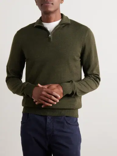 Purdey Linton Logo-Embroidered Wool Half-Zip Sweater - Men | Thumbnail 3 Purdey Linton Logo-Embroidered Wool Half-Zip Sweater - Men | Thumbnail 3