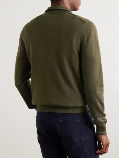 Purdey Linton Logo-Embroidered Wool Half-Zip Sweater - Men | Thumbnail 4 Purdey Linton Logo-Embroidered Wool Half-Zip Sweater - Men | Thumbnail 4