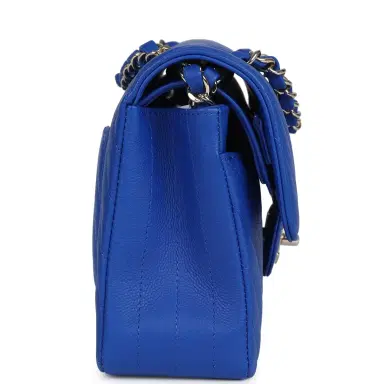 Chanel Chanel Small Classic Double Flap Blue Chevron Caviar Light Gold Hardware | Thumbnail 3 Chanel Chanel Small Classic Double Flap Blue Chevron Caviar Light Gold Hardware | Thumbnail 3