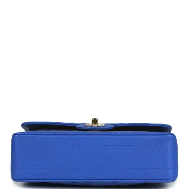 Chanel Chanel Small Classic Double Flap Blue Chevron Caviar Light Gold Hardware | Thumbnail 6 Chanel Chanel Small Classic Double Flap Blue Chevron Caviar Light Gold Hardware | Thumbnail 6