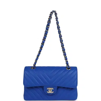 Chanel Chanel Small Classic Double Flap Blue Chevron Caviar Light Gold Hardware | Thumbnail 7 Chanel Chanel Small Classic Double Flap Blue Chevron Caviar Light Gold Hardware | Thumbnail 7