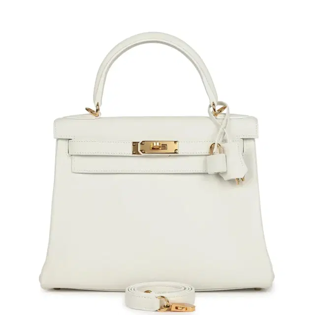 hermes Hermes Kelly Retourne 28 White Evercolor Gold Hardware