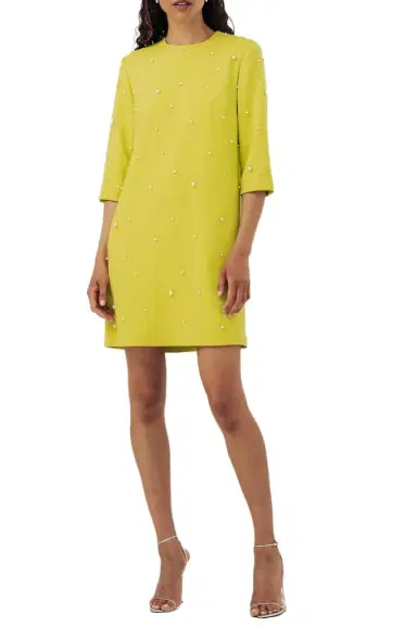 CATHERINE REGEHR 3/4 Sleeve Arak Dress - Bright Lime Pearl | Thumbnail 1 CATHERINE REGEHR 3/4 Sleeve Arak Dress - Bright Lime Pearl | Thumbnail 1