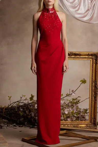 PAMELLA ROLAND Embellished Haltneck Gown | Thumbnail 1