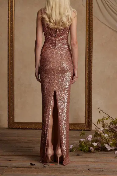 PAMELLA ROLAND Sleeveless Deep V Gown | Thumbnail 3
