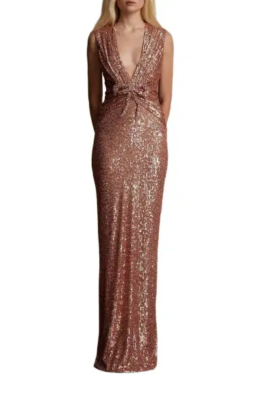 PAMELLA ROLAND Sleeveless Deep V Gown | Thumbnail 1