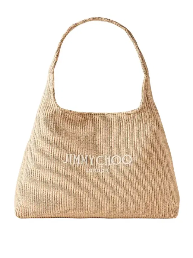Embroidered Raffia Tote