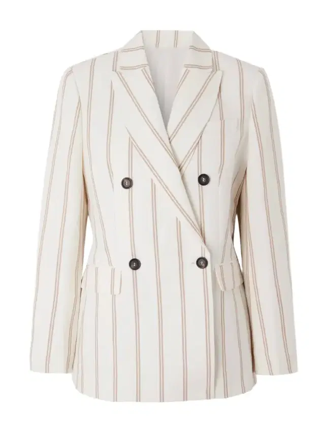 Double-breasted Striped Linen And Cotton-blend Blazer