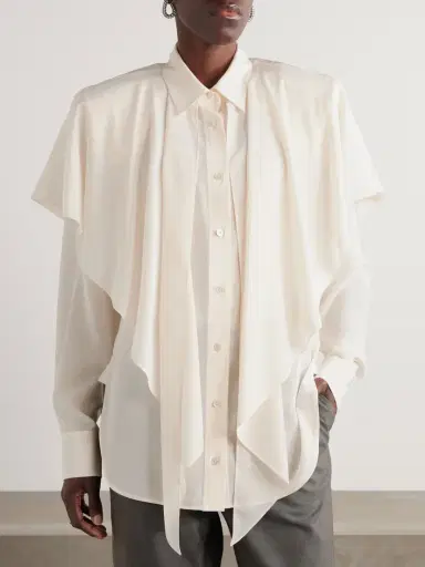 Stella McCartney Cape-effect Organic Silk-crepe De Chine Shirt | Thumbnail 3 Stella McCartney Cape-effect Organic Silk-crepe De Chine Shirt | Thumbnail 3