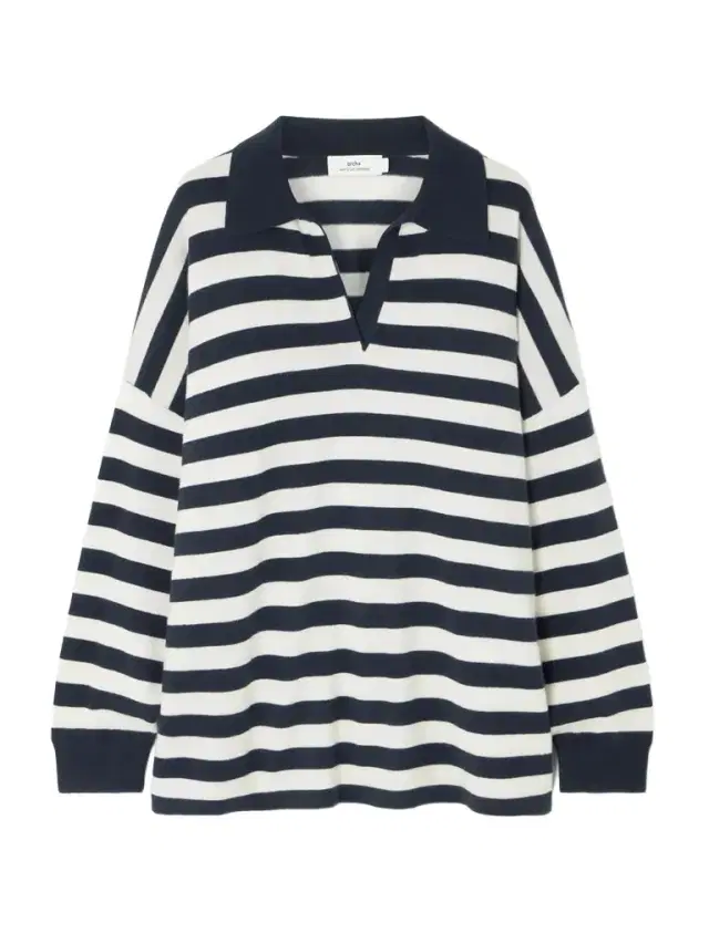 Arch4 Victoria Oversized Striped Cashmere Polo Sweater