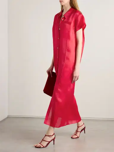 Khaite Effy Silk And Cotton-blend Organza Midi Shirt Dress | Thumbnail 2 Khaite Effy Silk And Cotton-blend Organza Midi Shirt Dress | Thumbnail 2