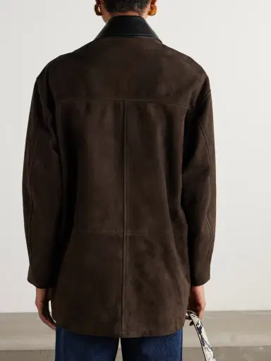 Nour Hammour Barn Leather-trimmed Suede Jacket | Thumbnail 4 Nour Hammour Barn Leather-trimmed Suede Jacket | Thumbnail 4