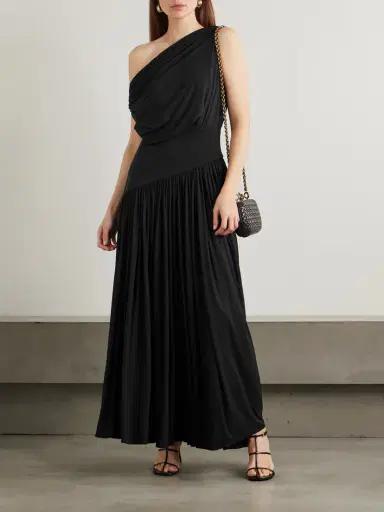 Abadia Gwen One-shoulder Asymmetric Draped Jersey-trimmed Stretch-bamboo Maxi Dress | Thumbnail 2