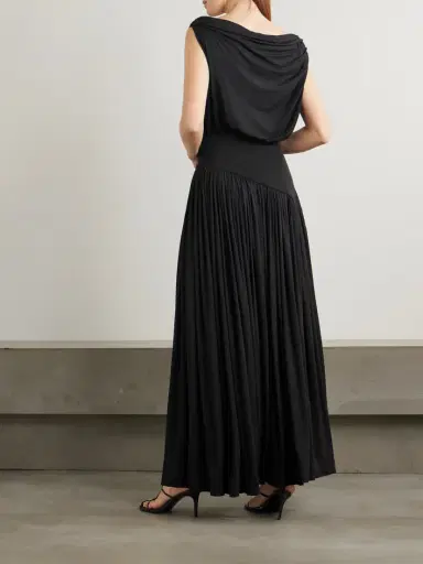 Abadia Gwen One-shoulder Asymmetric Draped Jersey-trimmed Stretch-bamboo Maxi Dress | Thumbnail 3