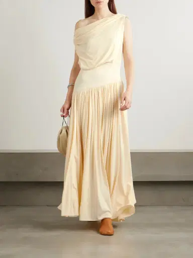 Abadia Gwen One-shoulder Asymmetric Draped Jersey-trimmed Stretch-bamboo Maxi Dress | Thumbnail 2