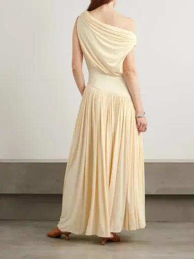 Abadia Gwen One-shoulder Asymmetric Draped Jersey-trimmed Stretch-bamboo Maxi Dress | Thumbnail 3