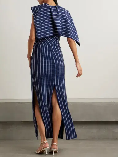 Proenza Schouler Selene Asymmetric Draped Checked Stretch-crepe Maxi Dress | Thumbnail 3 Proenza Schouler Selene Asymmetric Draped Checked Stretch-crepe Maxi Dress | Thumbnail 3